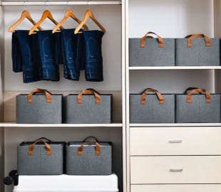 Clothes Organizer for Jeans Washable Fabric Closet Storage Box(Color-as per availability)(pack of 2)